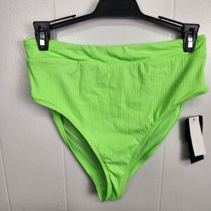 California Waves Mint Ribbed High Waist‎ Bikini Bottom L Softband